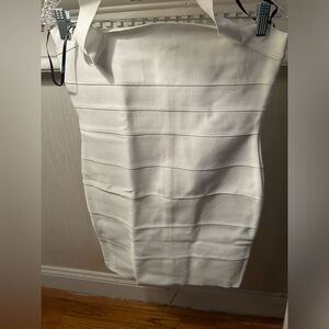 Herve Leger y white mini skirt dress